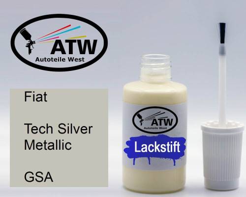 Fiat, Tech Silver Metallic, GSA: 20ml Lackstift, von ATW Autoteile West.